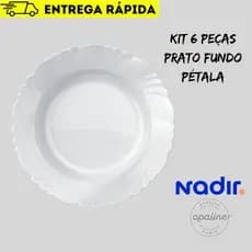 Kit 6 Pratos Fundo Pétala Opaline de Vidro -  Nadir