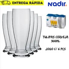 Jogo De Copos De Vidro Com 6 peças 300ml - Tulipa Nadir