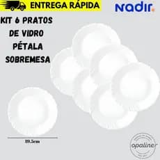 Kit 6 Pratos de vidro Pétala Sobremesa