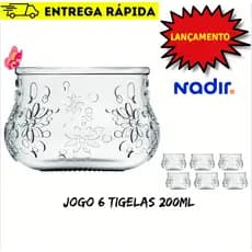 JOGO TIGELAS SOBREMESA NATURE C/ 6 PEÇAS 200ML - NADIR