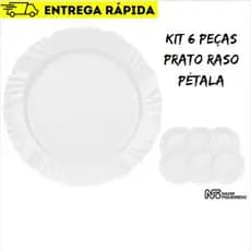 Kit 6 Pratos Rasos Pétala Opaline de Vidro -  Nadir Figueiredo