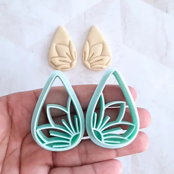 Cortador Espelhado Gota com Flor - Polymer Clay