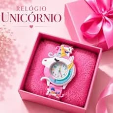 Kit Presente Menina Relógio Unicórnio Infantil / Laço e Embalagem Incluso