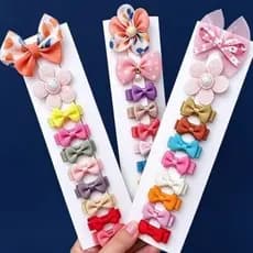 Kit Laços de Cabelo Infantil | Bebê | Presilha Bico de Pato Forrada | Cores Sortidas