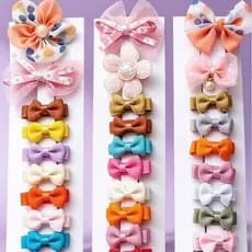 Kit Laços Infantis 🎀 | Presilha Bico De Pato Encapado | Bebê Menina Presente Cartela Colorido Escola |