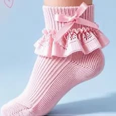 Meia Infantil Menina Princesa 🎀 Kit Pares | Presente Bebê Babado Laço Renda Batizado