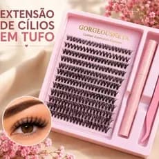 Kit Extensão De Cílios em Tufo 30D 200 Feixes | Volume Russo Natural | Cola + Pinça | Qualidade Premium | 8-16mm
