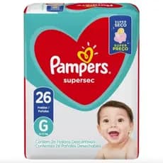 Fralda Pampers Super Sec G – Proteção e Conforto por Mais Tempo | 26 Unidades
