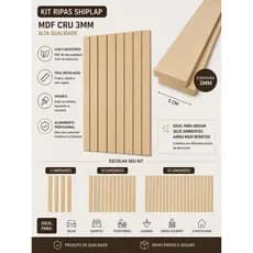 Kit RipaRipado MDF Shiplap Painel Cru 120 cm 110 cm 100 cm 90 cm Ripado Shiplap - Pinte da cor que quiser - MelligoDecor