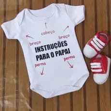Body de Bebe Manga Curta Frases Unissex 100% Suedine