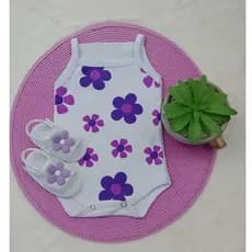 Conjunto Sandalia Flor Com Body Alcinha Bebe Menina  Roupa Verão Estampado 100% Suedine
