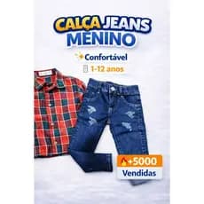 Calça Jeans Menino Masculina Confortável Cintura Ajustável Moda Escolar 1 a 16 Anos