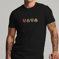 Camiseta Masculina Palhetas Guitarra 100% Algodao Rock & Música Guitarras Estilosa
