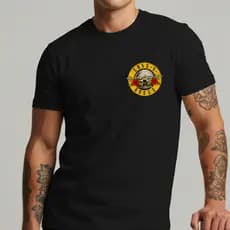 Camiseta Masculina Guns N' Roses Banda Rock Estilosa Algodão Tshirt Skull Camisa