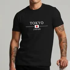 Camiseta Masculina Tokyo Japão Estilo Streetwear Estampa Pais Casual