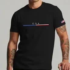 Camisa Masculina USA  Estados Unidos Bandeira 100% Algodão Listra Estilo Casual Blusa Streetwear