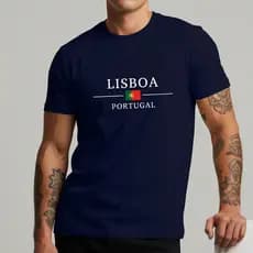 Camisa Masculina Lisboa Portugal Estilo Streetwear Casual Estampa Pais