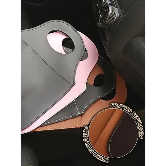 Kit 2 Lixeiras de Carro Lixo Porta Objeto Organizador Universal Em Couro Sintético