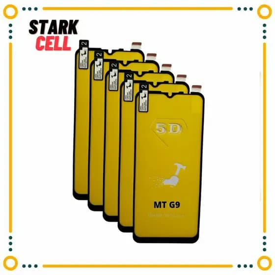 Kit com 5x Películas de Gel Cerâmica 5D 9D para Moto G10, G20, G30, G9 Play, E7 Power, Moto E7