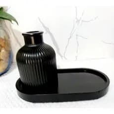 bandeja oval 17 cm com garrafinha linha premium decoração casa escritorio banheiro Gessomarmorizada impermeável