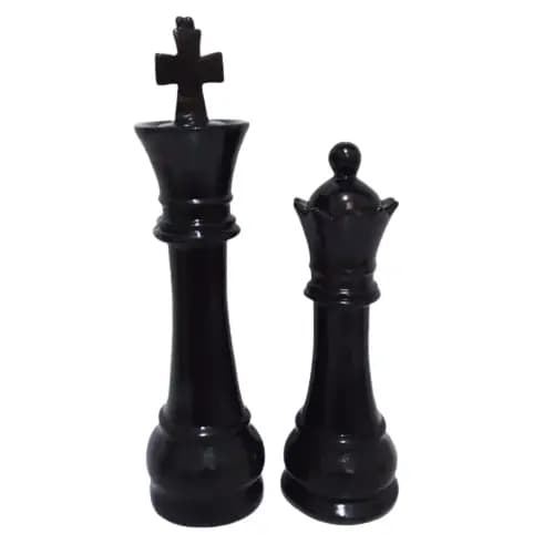 it Escultura rei de xadrez 32 cm rainha de xadrez 26 cm gesso estatueta decorativa linha premium luxo.