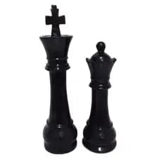 it Escultura rei de xadrez 32 cm rainha de xadrez 26 cm gesso estatueta decorativa linha premium luxo.