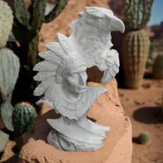 escultura decoração luxo índio cabeça de águia gesso cru casa quarto sala escritório