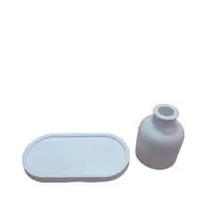 kit 12 bandejas com Vaso garrafa gesso cru decoração casa ambientes