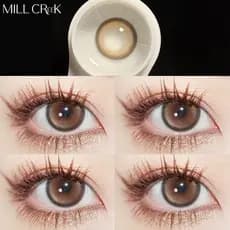MILL CREEK 2Pcs/1Pair Contatos Mensais Descartáveis Para Olhos Com Lentes De Contato Moypia Macias E Confortáveis Marrom Maquiagem Bonita Pilha Uso Mensal