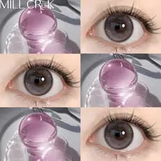 Mill Creek 1 Par De Lentes De Contato Coloridas De 14,2mm Graduado 0 ~-8,00 Meio Ano Usam Contatos Azuis Marrons Rosa