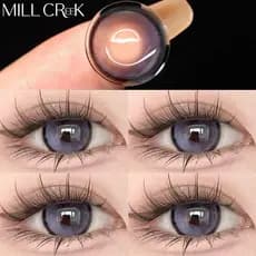 Mill Creek 2PCS = 1Par Lentes De Contato Comestic Para Olhos Bonecas Roxas 14,5mm Colorida Maquiagem Uso Anual Natrul Confortável E Macio Moypia Com Grau