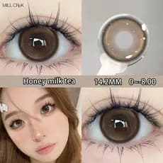 Lentes De Contato Naturais Mill Creek Com Lente Marrom Grau 0 ~-8.00 6 Meses De Uso 2 Unidades