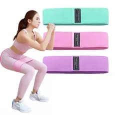 Kit Faixa Elástica de Resistência 3 Níveis Band para Exercícios Glúteo Pernas Alongamento