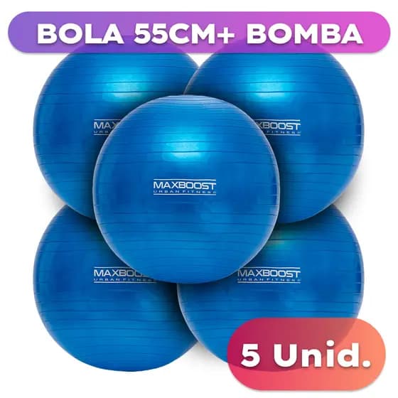 Kit 5 Bolas de Pilates Maxboost 55cm Fitness Yoga Exercícios Equilíbrio e Fortalecimento Core