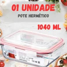 Unidade Pote 1040 ml Vidro Hermético 640ml 4 Travas Silicone Marmita Cor Microondas Frezzer