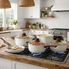 Panelas 5 Peças Antiaderente Conjunto Cerâmico Jogo de Panelas Fogão Indução Cozinha