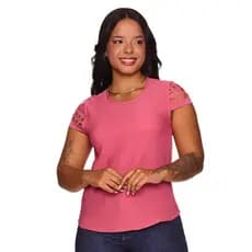 Kit3 Pçs Blusinha De Crepe Feminina Detalhes Na Manga Curta Moda Verão
