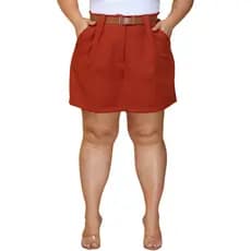 Short Saia Alfaiataria Feminina Plus Size Tam M ate G3 Acompanhar Cinto