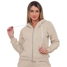 Blusa Casaco Moletom Feminina De Frio Tam M Até G3 Plus Size Com Capuz e Ziper