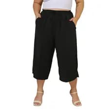 Calça Feminina Pantacourt Tamanho Plus Size Cintura  Com Elastica e Bolsos