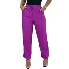Calça Viscose Liso Feminino Elástico Na Cintura Leve Soltinha