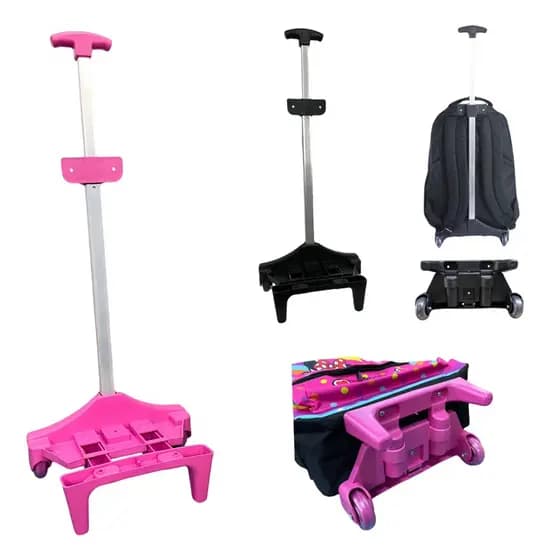 Carrinho De Rodinha mochila Escolar Juvenil Preto 1 Haste Mochilas de 43 A 45 Cm Alumínio Rosa / Preto