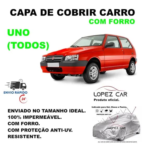 Capa Cobrir Carro Fiat Uno Com Forro Impermeável