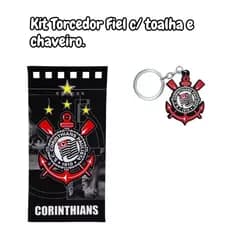Kit Presente Torcedor Fiel com Toalha Corinthians Grande e Chaveiro Emborrachado
