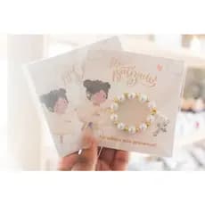 Lembrancinha mini terço Menina com tag de agradecimento para Batismo, Primeira Eucaritia / Comunhão