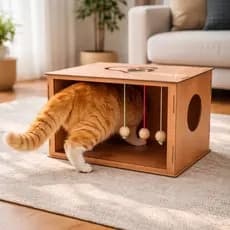 Brinquedo para Gato Mdf  com Bolinhas Adestrar Gatos Ansiosos Brinquedo Interativo 41,5x28cm