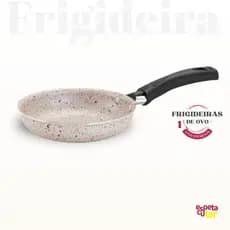 Frigideira Fritar Ovo Antiaderente hamburguer 14Cm Bege e Cinza Tamanho Ideal Fácil de Lavar