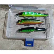 3 Iscas Artificiais + Organizador Transporte para Pesca De Traíra,Dourado, Robalo,Matrixã,Tucuna etc