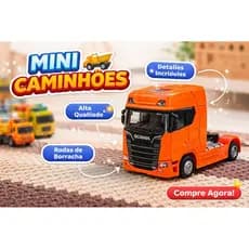 Miniatura caminhão Scania metal fricção luz, caminhão infantil