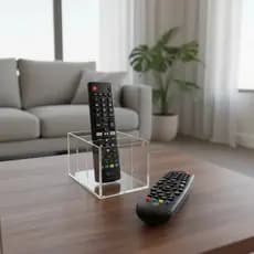 Porta Controle Remoto De Mesa Em Acrilico Com 3 Divisorias Organizador